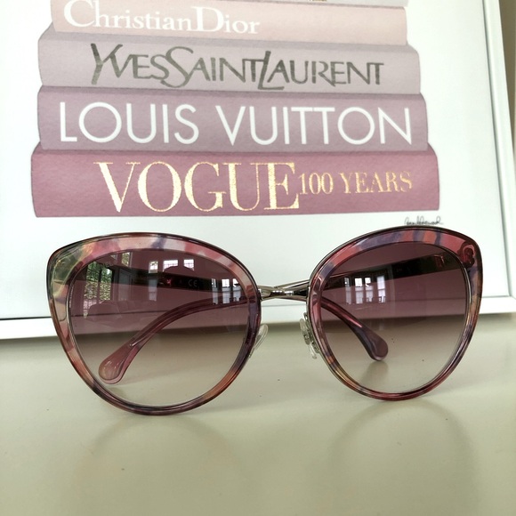 Chanel Pink/Purple Printed Cat Eye Sunglasses - Picture 3 of 15